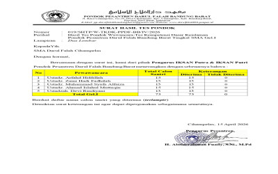 INFORMASI PENERIMAAN SANTRI BARU T.A 2026/2027